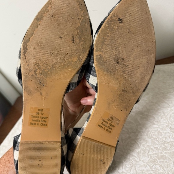 Diba Pointed Toe Gingham Plaid Black/White Flats Sandals Business Casual Size 10 - Picture 7 of 7